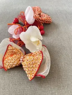 【和風ヘアアクセサリーセット】七五三　753 着物　胡蝶蘭　リボン