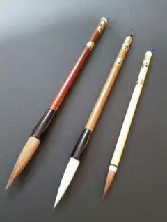広島県伝統工芸品熊野筆　黄金色軸3号兼毛　天然竹軸3号兼毛　小筆兼毛馬、狸