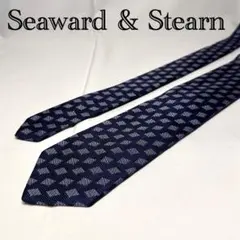 美品☆シーワード&スターン☆ネクタイ☆ネイビー☆紺色☆青系☆シルバー☆825のサムネイル
