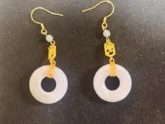 翡翠の円形ドロップピアス