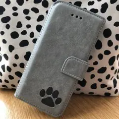 【iPhoneXRケース】新品　肉球　高級レザー　グレー