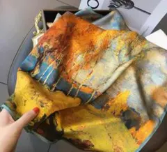 大判 スカーフ バックチャーム バッグスカーフ ヘアアクセ 上品 森 夕陽 入学