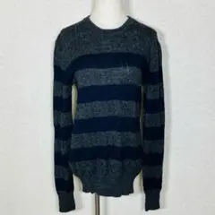 【美品】ノーリーズ シェットランド 高級ウール ケーブルニット ボーダー M