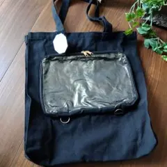 推し活黒のトートバッグ 内ポケット付き