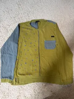 長袖カットソー オリーブグリーン ストライプ