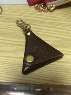 レザー 三角コインケース ブラウン