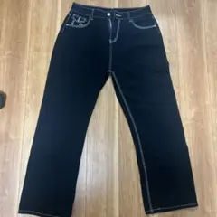 True Religion 風　ブラックデニムパンツ32のサムネイル
