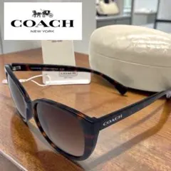 《美品》COACH コーチ ブラウン キャットアイ サングラス ケースクロス付