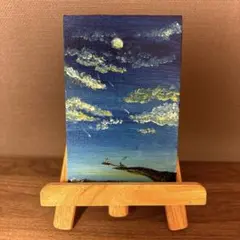 原画：10×15cm】 暮れゆく湖畔 オイルパステル画 キャンバス画 - メルカリ