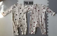 ハート柄 ロンパース 2枚セット　70.80サイズ