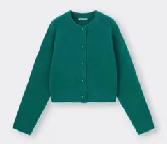 ★新品　GU パフィータッチクルーネックショートカーディガン　グリーン
