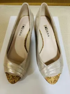 DIANA ウェッジパンプス　22cm/ ヒール3.5㎝　シャンパンゴールド