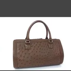 GENUINE OSTRICH ✨ 本革 ハンドバッグ ブラウン ミニボストン - メルカリ