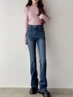 ストレッチフレアデニムパンツ[cu532]