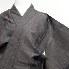 小紋　大島紬　縦縞　楓　泥染　南天　着物　040k