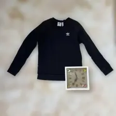 adidas/アディダス【M相当】刺繍ロゴスウェット　ブラック　長袖