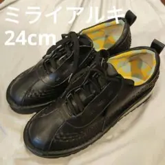 ✨未使用級✨ ミライアルキ ブラックスニーカーレースアップ24cmEEE編み込み
