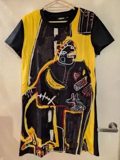 Desigual アートプリント 半袖Tシャツワンピ　黒×黄色のサムネイル