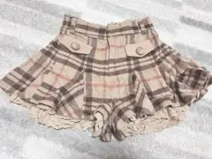 LIZLISA チェック柄 レース裾 キュロット スカパン