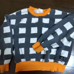 BREEZE チェック柄トレーナー 130サイズ　グレー✕オレンジ