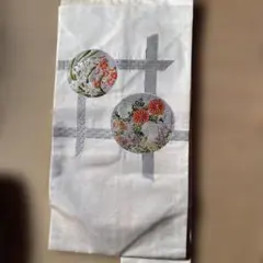 名古屋帯 白地 菊 刺繍 丸文様のサムネイル