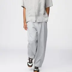 スウェットワイドパンツ グレー ドローコード付