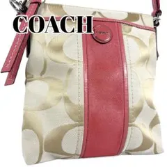 COACH コーチ ショルダーバッグ シグネチャー ピンク ベージュ 斜め掛けのサムネイル