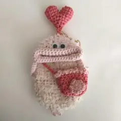 パクパクモンスター　小物入れ　キーケース　ピンク　モジャさん　ハート