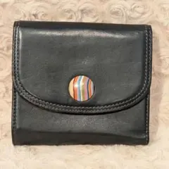 【Paul Smith】二つ折り財布 マルチストライプ　スワールボタン　牛革