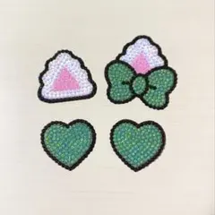 うちわデコ パーツ 猫耳/ハート 緑