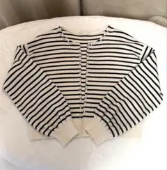 INGNI パール付きニット・カーディガン ボーダー