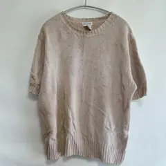 ピエールカルダン ニット クルーネック クルー袖 無地 L 桃 綿 上品通勤のサムネイル