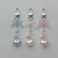 【483】ビーズキーホルダー 水色 白 ピンク y2k コレクトブック 3点