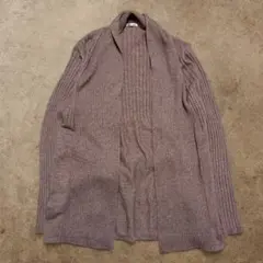 ニットカーディガン ボレロ ロング丈 くすみピンク LLサイズ ナチュラル 春