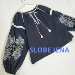 美品 SLOBE IENA スローブイエナ 刺繍 ブラウス 黒