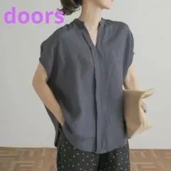 【美品】アーバンリサーチドアーズ ギャザースリーブスキッパーブラウス 麻　リネン