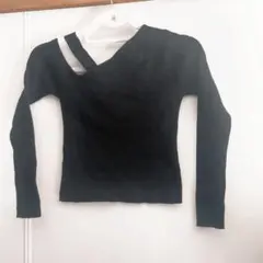 冬の勝負服GRL ダークグレー オフショルダー ニット