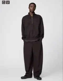 Lサイズ セットアップ UNIQLO U ブラッシュドスウェット ダークブラウン