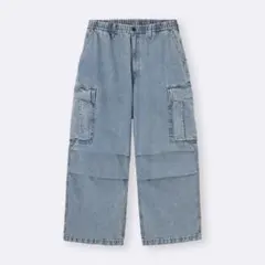 GU デニムスーパーワイドカーゴパンツ