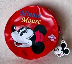 ミッキーマウス　ミニーマウス 赤いビニールポーチ