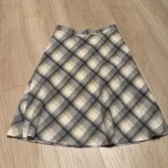 グレー系チェック フレアスカート Mサイズ