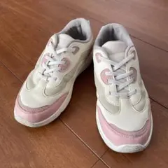 devirock キッズ スニーカー クリーム色 ピンク　23cm