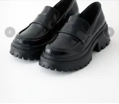 ブラック 厚底ローファー attagirl