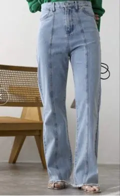 ap retro フリンジデニムパンツ ライトブルー　Mサイズのサムネイル