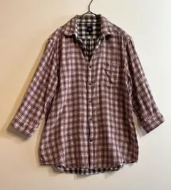 GAP チェックシャツ S 長袖 綿100内側　白×黒ギンガムチェック胸ポケット