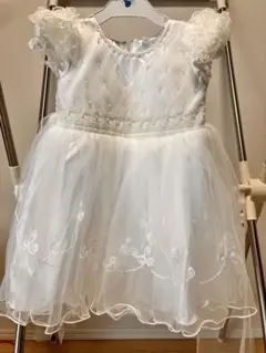 ホワイトベビードレス フリル付き 95cm以下