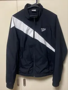 Reebok CLASSICブラックホワイトナイロンジャケットリーボック黒/白