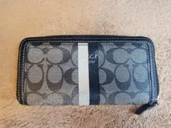 COACH コーチ シグネチャー ラウンド ファスナー ジップ 長財布 ブラック