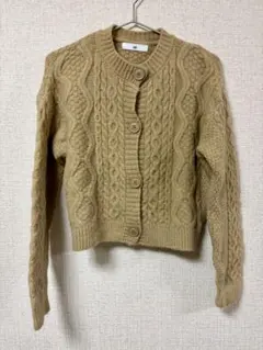 édo☆ベージュ ケーブルニットカーディガン Fサイズ