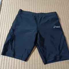 asics ランニングスパッツ黒 背面ポケット付き　レディースMサイズ